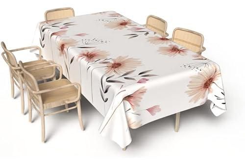 ART MOOD HOME Emma Tablecloth Waterproof POLYESTER FABRIC Beige * White 140W x 300L CM