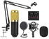 BM800-V8 + USB With Sound Card Condenser Microphone Set - Black/Gold