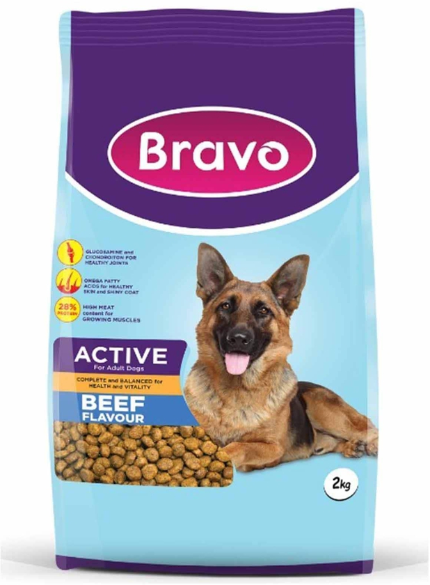 Bravo Beef Flavour Active Dog Food 2Kg