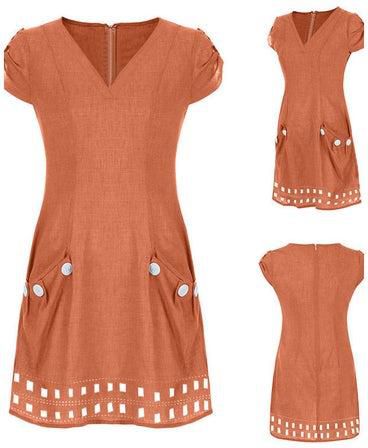 Midi Dress With Pocket Orange