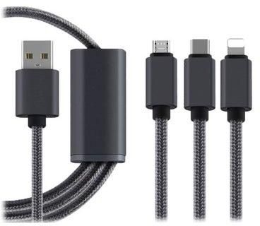 3 In 1 Type-C Data Sync Charging Cable Black