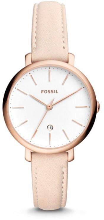 Fossil ES4369 Jacqueline Three-Hand Date Pastel Leather Watch (Pink)
