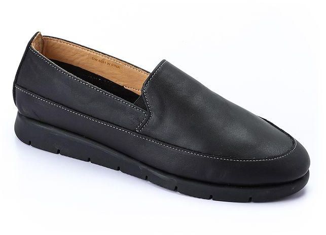 Darkwood Genuine Leather Platform Slip On Shoes - Black