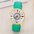 Duoya Women Girl Vintage Feather Dial Leather Band Quartz Analog Wrist Watches -Mint Green