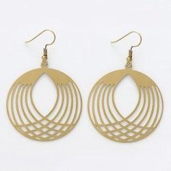 Alloy Circle Hollow Out Hook Earrings - Golden