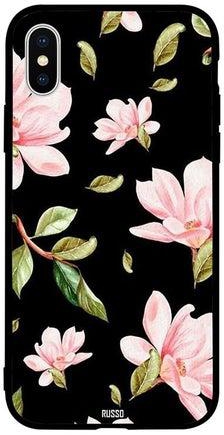 Skin Case Cover -for Apple iPhone X Pink Orchids with Leaf Black Background Pink Orchids with Leaf Black Background