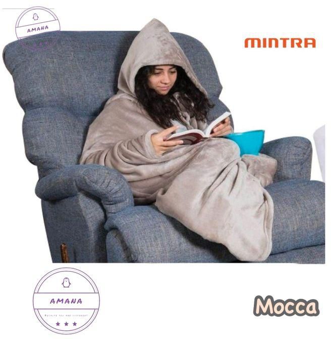 Mintra Super Soft Blanket Cape / Hoodie - (One Size Fits All) Mocca