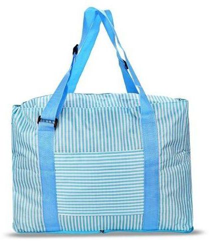No Brand Large Capacity Stripe Style Storage Folded Travel Bag (Blue)