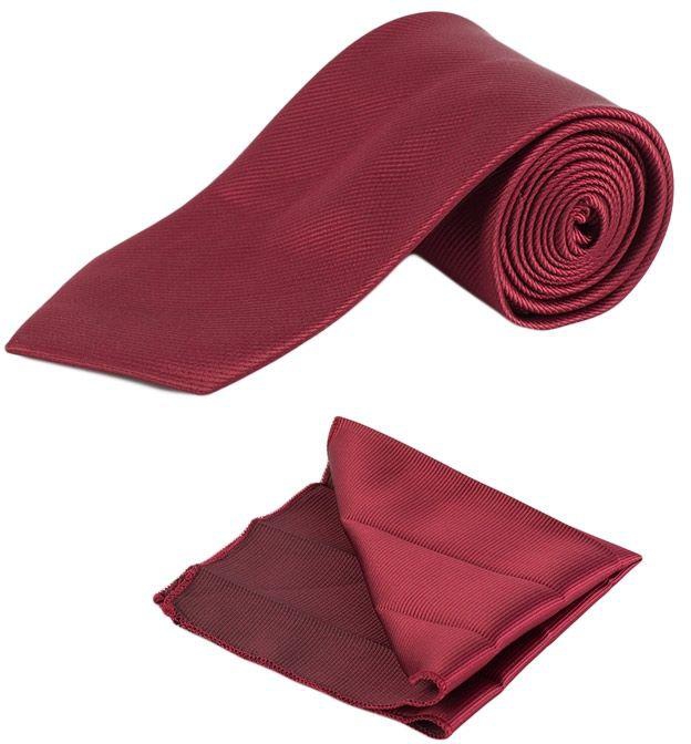 Fashion Maroon Men's Tie With Pocket Square/Pochette/Pocketchief
