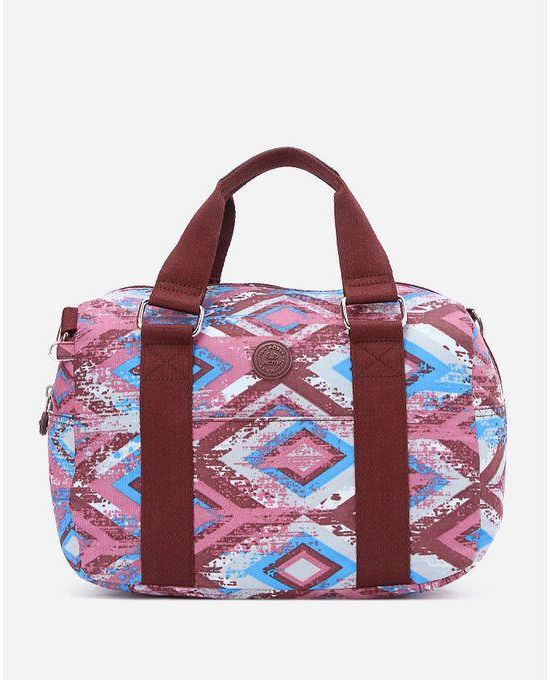Activ Printed Zipped Handbag - Reddish Brown