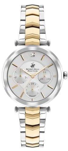 Beverly Hills Polo Club Women's VX3J Movement Watch, Multi Function Display and Metal Strap - BP3352X.220, Silver
