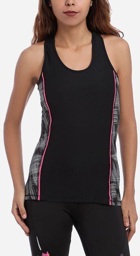 OR Side Patterns Sports Top - Black