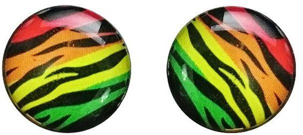 Multicolor Rasta Zebra Print Button Earrings Ear Piercing Jewelry