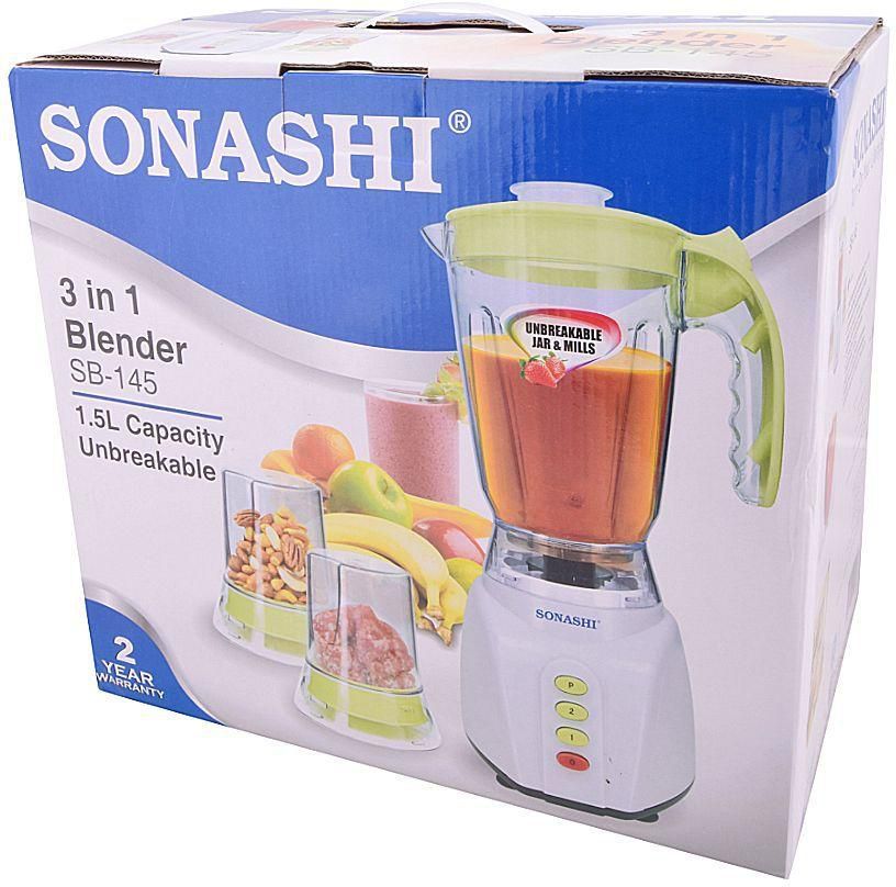 Sonashi 3 in 1 Countertop Blender - SB-145, White