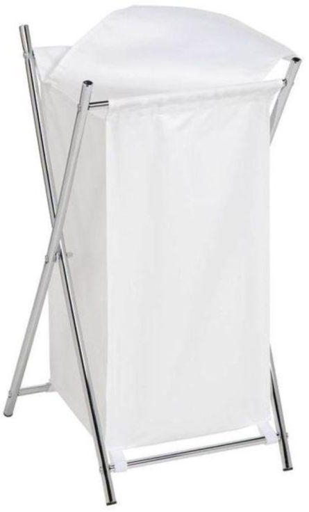 Foldable Hamper With Cover White/Silver 15.5x28x14 inch