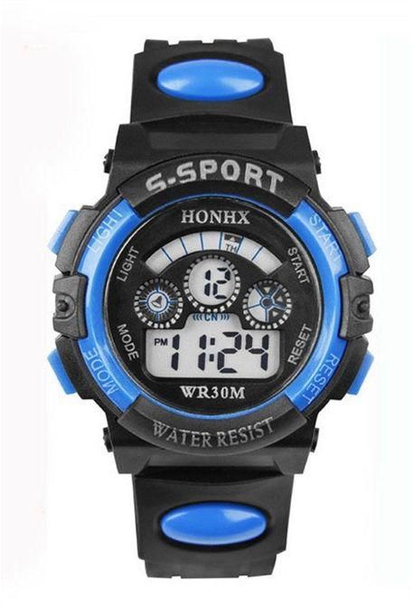 Duoya Waterproof Mens Boys Digital LED Quartz Alarm Date Sports Wrist Watch Blue-Blue