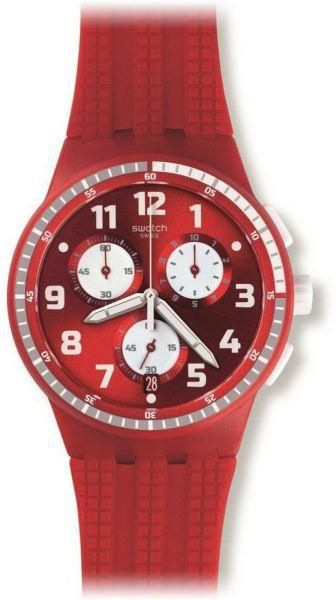Swatch No Silicone Red dial Watch for Women's, Men's SUSR403