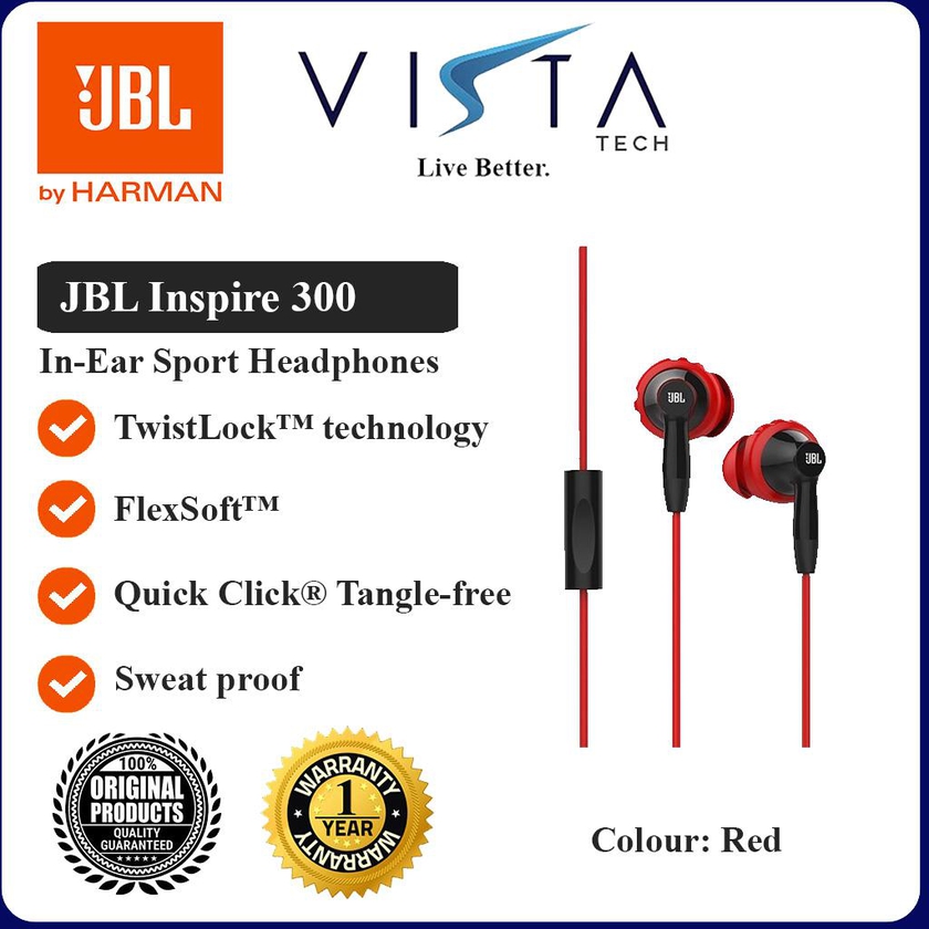 JBL Inspire 300 In-Ear Sport Headphones (Red)
