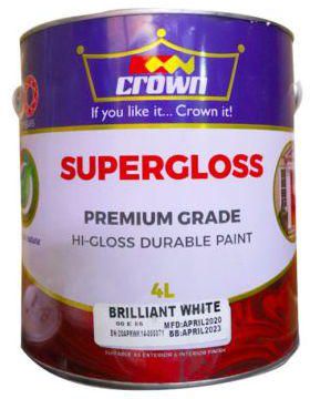 Crown Super Gloss - Brilliant White - 4 Litres - Interior And Exterior - Paint