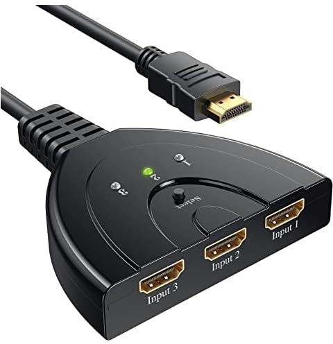 محول HDMI 4K، محول HDMI 3×1 من فيلكوم 3×1 موزع مقسم HDMI 3 في 1 مع كيبل ضفيرة يدعم 4K 3D HD 1080P لاجهزة Xbox وPS4 وروكو HDTV