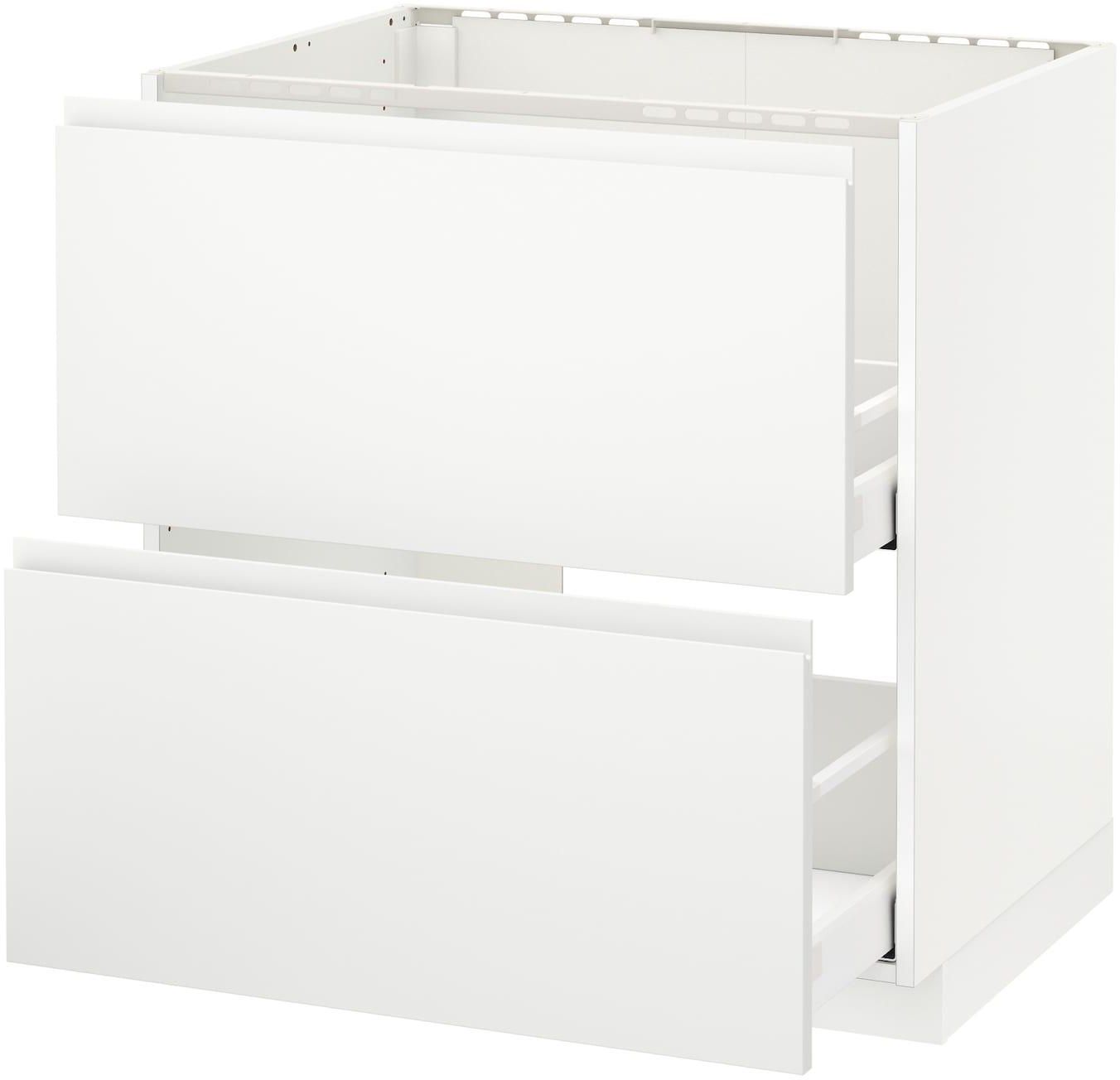 METOD / MAXIMERA Base cab f sink+2 fronts/2 drawers - white/Voxtorp matt white 80x60 cm