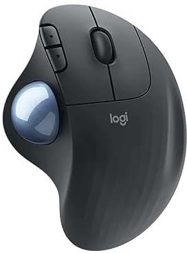 Logitech Ergo M575 Wireless Trackball Mouse Adjustable Ergonomic Design, Control and Move Text/Images/Files Between 2 Windows and Apple Mac Computers (Bluetooth or USB), Rechargeable, Graphite - Black