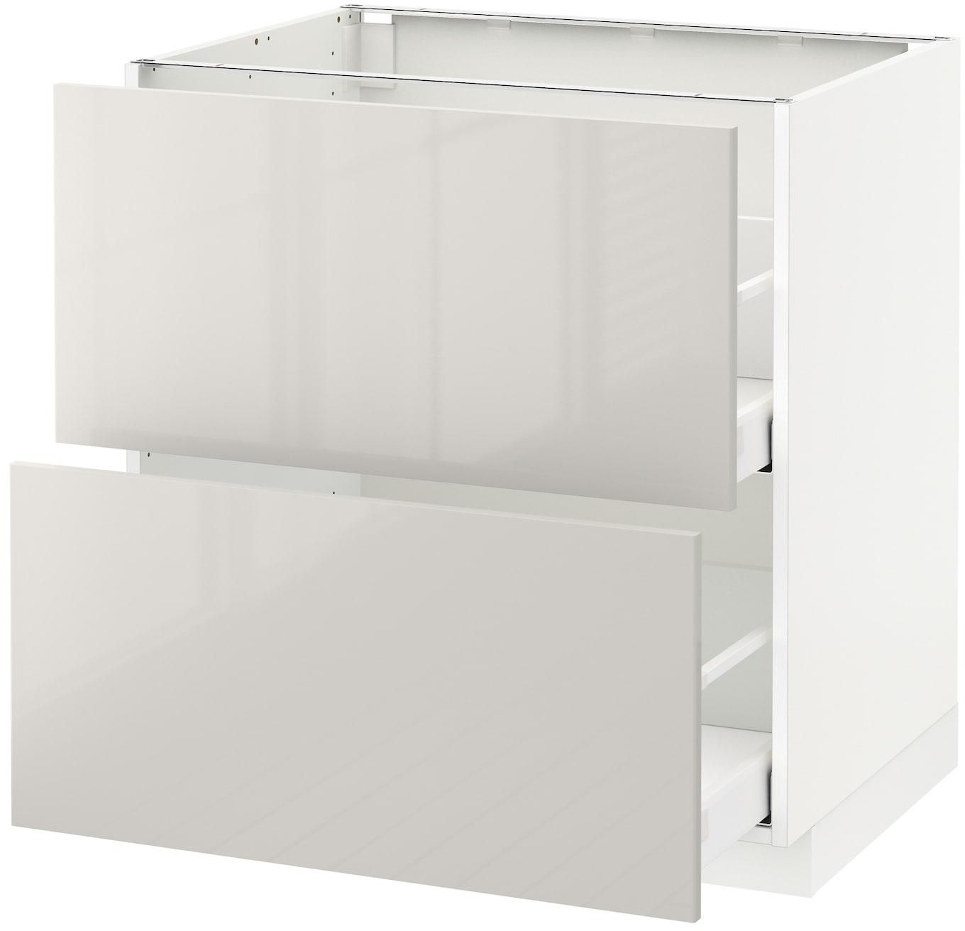 METOD / MAXIMERA Base cb 2 fronts/2 high drawers - white/Ringhult light grey 80x60 cm