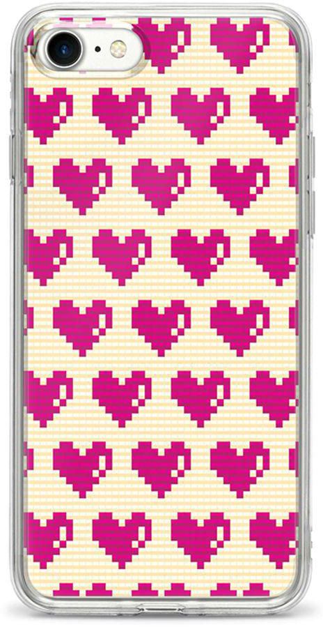 Protective Case Cover For Apple iPhone 8 Pixel Hearts Full Print