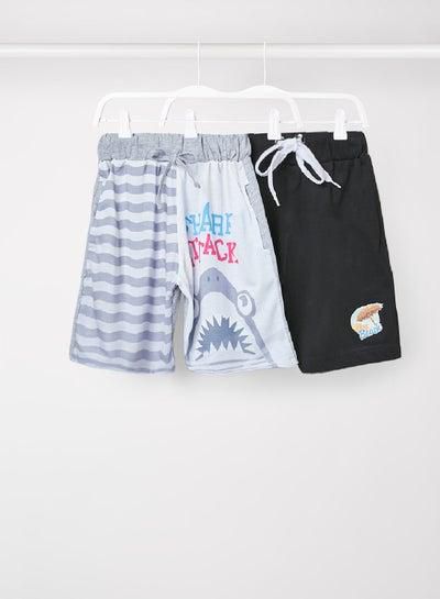 2 Pack Of Casual Boys Shorts Grey/Black
