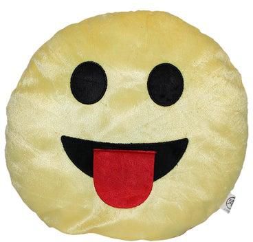 Emoji Round Cushion Pillow Yellow/Black/Red 33centimeter