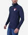 Town Team Buttoned Colar Chest Logo Sweatshirt - Navy