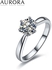 Auroses Six-Prongs Solitaire Ring 925 Sterling Silver 18K White Gold Plated