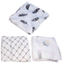 3-Pcs Baby Swaddle Blanket Unisex Wrap Soft Silky Muslin, Blanket For Boys And Girls Set Of 3- Colorful Feather/Small White Lattice/Black Feather