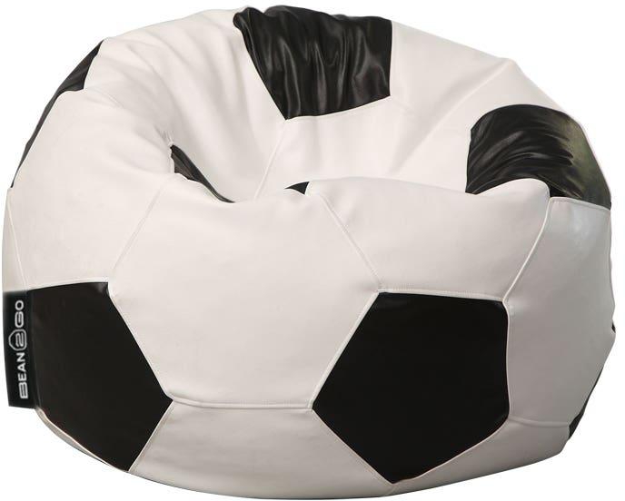 Get Bean2go Ball Shape Leather Bean Bag, 90×90 cm - Black White with best offers | Raneen.com