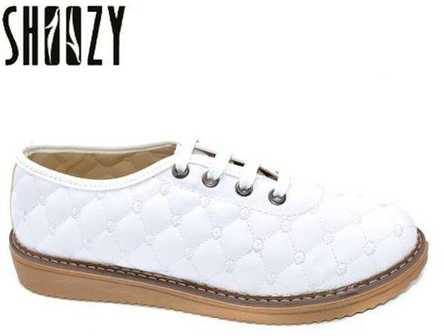 Shoozy Women Lace Up Flat Shoes - White