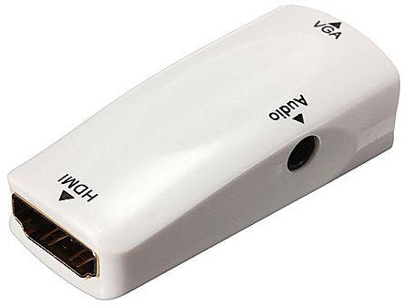 Universal 1080p HDMI Female To VGA Female Video Converter Adapter With 3.5mm Audio Cable (White)