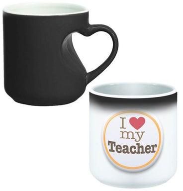 مج قهوة سحري بطبعة عبارة "I Love My Teacher" أبيض/أحمر/بني