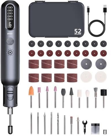 SYOSI Electric Rotary Tool, Handheld Cordless Engraving Pen Drilling Pen Polishing Pen, USB Rechargeable Rotary Tool Kit with 52Pcs Accessories for Sanding, Drilling, Engraving, Polishing, Crafting