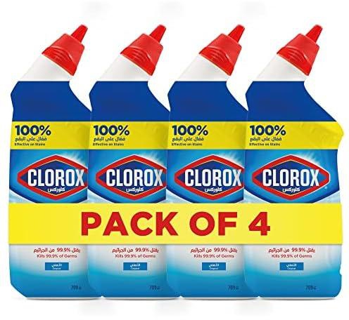 Clorox Toilet Cleaner Original Scent, Disinfecting Toilet Bowl Cleaner with Bleach, Kills Germs and Removes Stains, 709 ml, Bundle Pack of 4