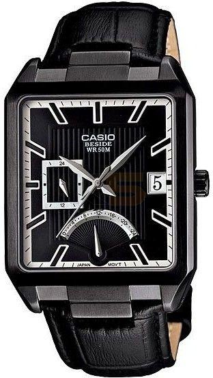 Casio BEM-309BL-1AVDF Beside Men's Black Dial Black Leather Band Watch