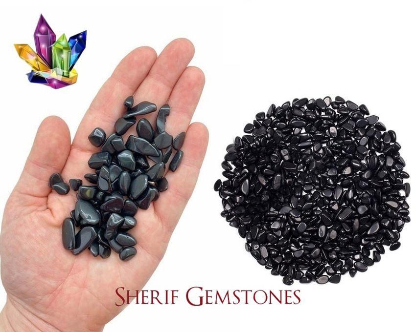 Sherif Gemstones Natural Obsidian Small Drilled 25pcs Chip Healing , Decor , Art Stone
