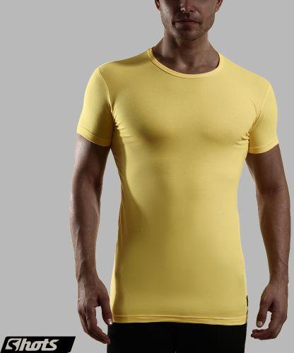 Shots Solid Rounded Neck T-Shirt - Yellow