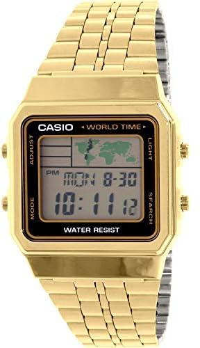 ساعة كاسيو للرجال A500WGA-1DF- رقمي، كاجوال، بسوار ذهبي