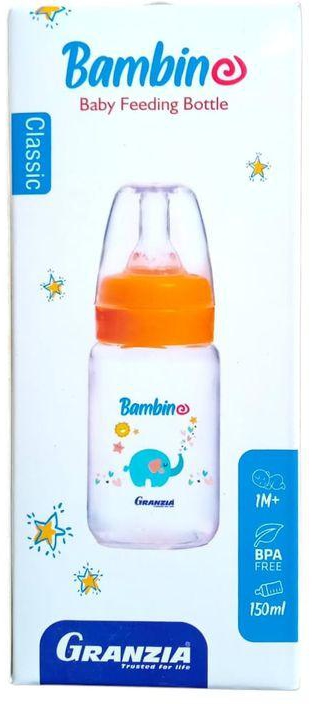 Granzia زجاجة رضاعة للأطفال من جرانزيا كلاسيك بامبينو، 150 مل - برتقالي
