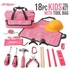 طقم أدوات للأطفال مع حقيبة مكون من 18 قطعة لون وردي 1.3كجم
