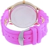Geneva Women's White Dial Silicone Band Watch - UMB-CHAIN-HPINK