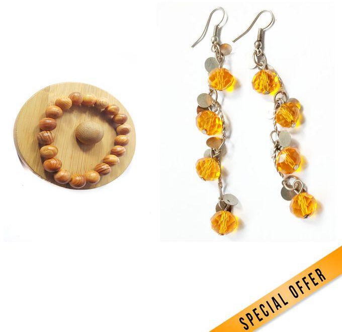 Fashion Yellow crystal dangle earrings with bracelet