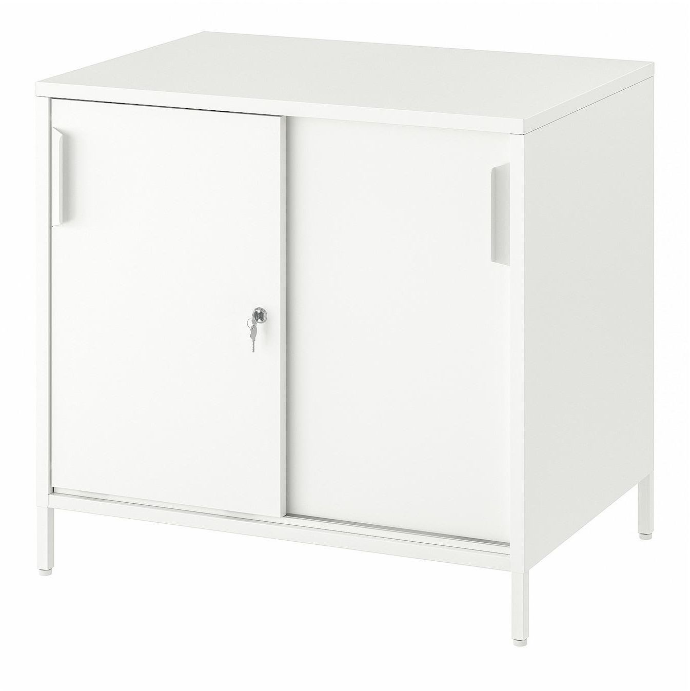 TROTTEN Cabinet with sliding doors - white 80x55x75 cm