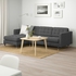 LANDSKRONA 3-seat sofa - with chaise longue/Gunnared dark grey/wood