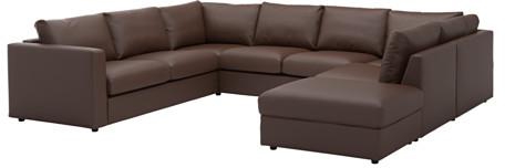 VIMLE U-shaped sofa, 6 seat, with open end, Farsta dark brown